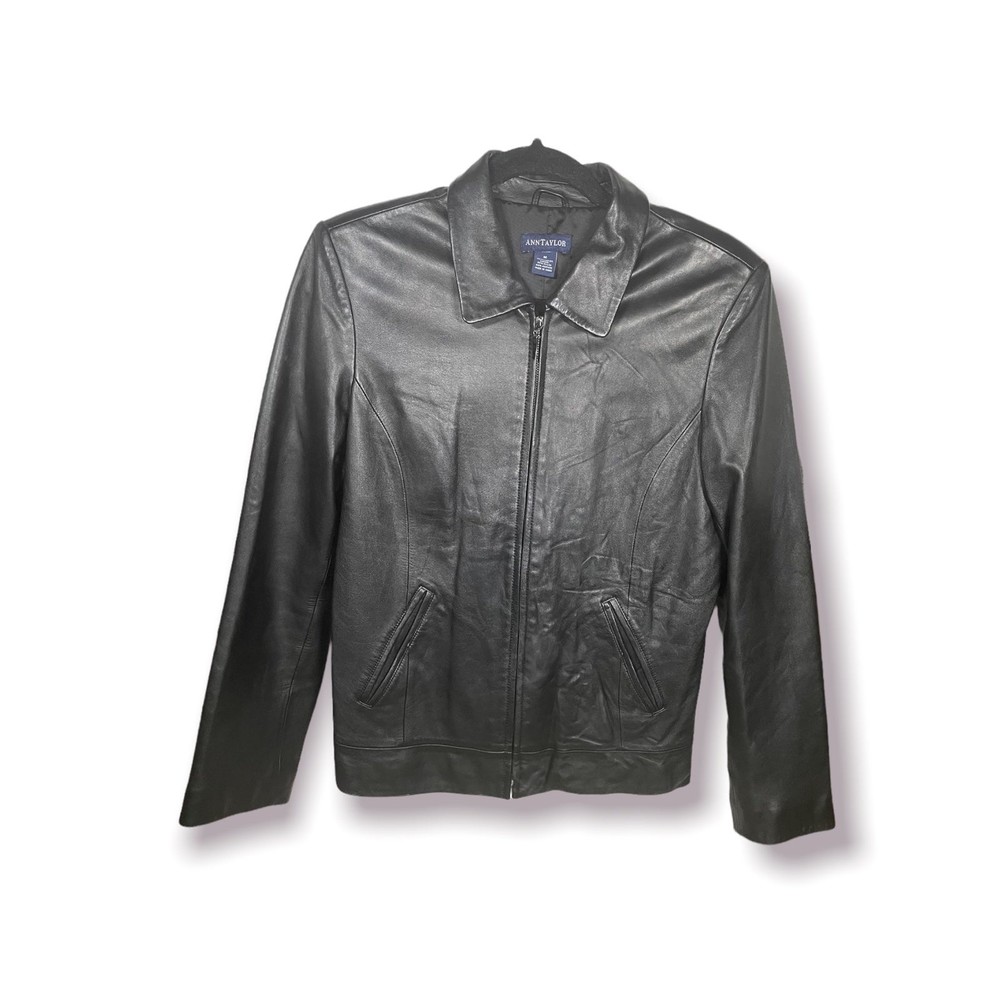 Ann‎ Taylor Leather Black Jacket Biker Goth